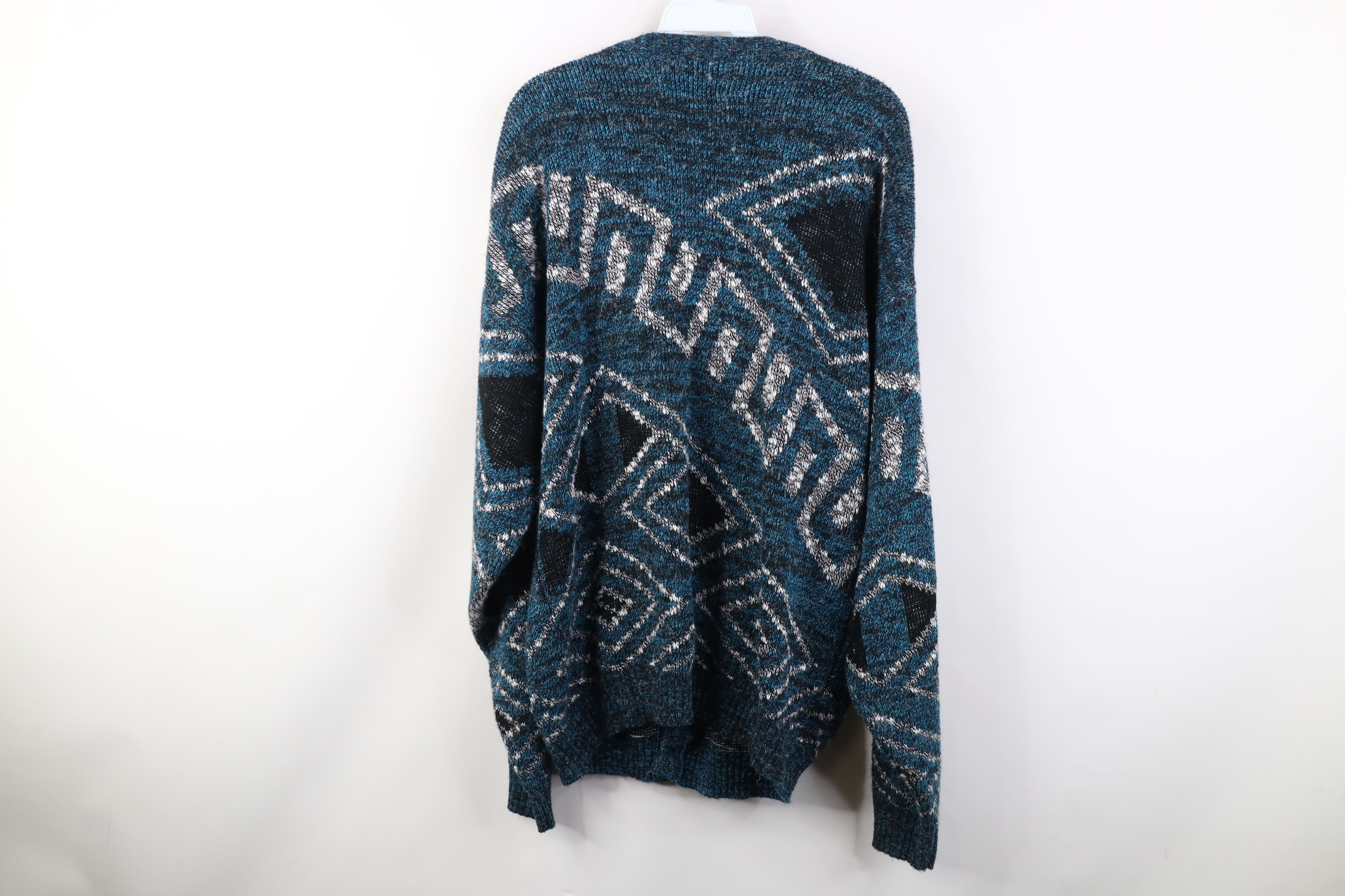 Vintage Vintage 90s Coogi Style Geometric Knit Cardigan Sweater USA Size US XL / EU 56 / 4 - 10 Thumbnail