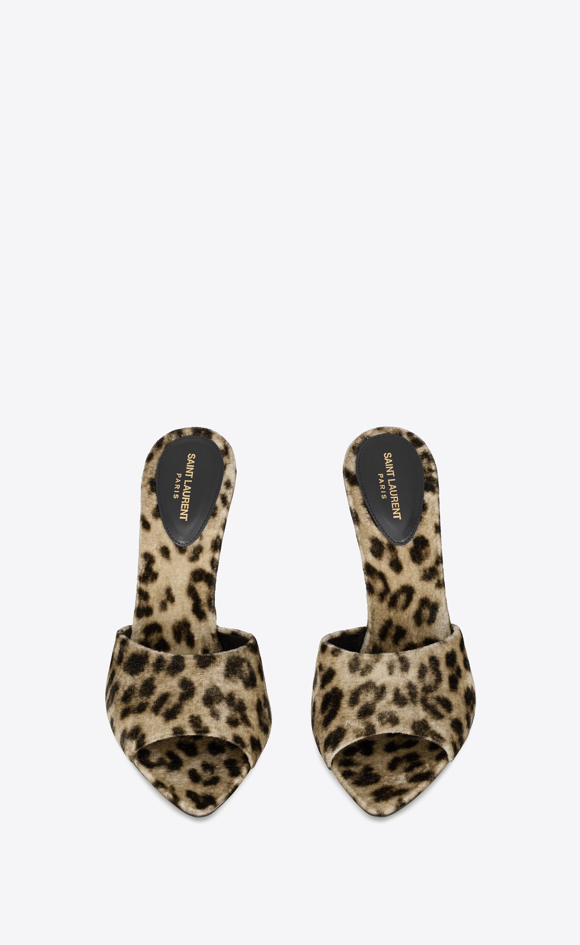 Saint Laurent Paris o1s1wg111224 Suite Heeled Mules in Leopard Velvet in Leopard Size US 7 / IT 37 - 2 Thumbnail