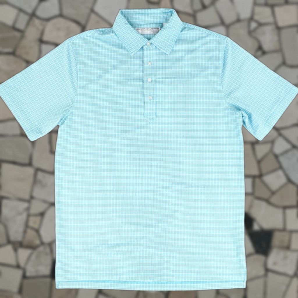 Vintage Carnoustie Performance Grid High Stretch Polyester Polo Shirt Blue Men's M Size US M / EU 48-50 / 2 - 1 Thumbnail