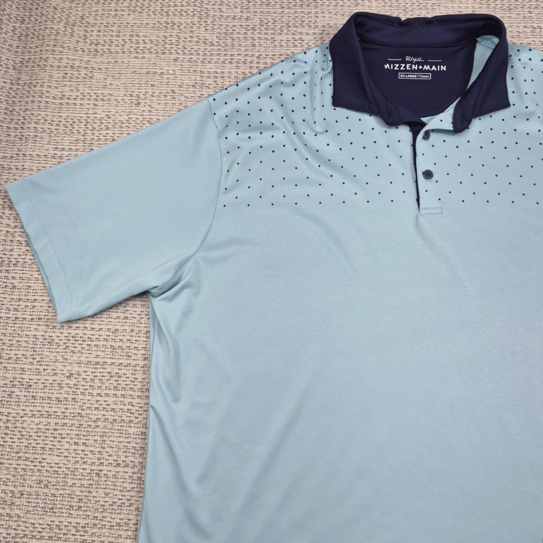Mizzen+Main Mizzen+Main Golf Polo Shirt Mens 2XL Blue Polka Dot Classic Fit Short Sleeve Size US XXL / EU 58 / 5 - 3 Thumbnail