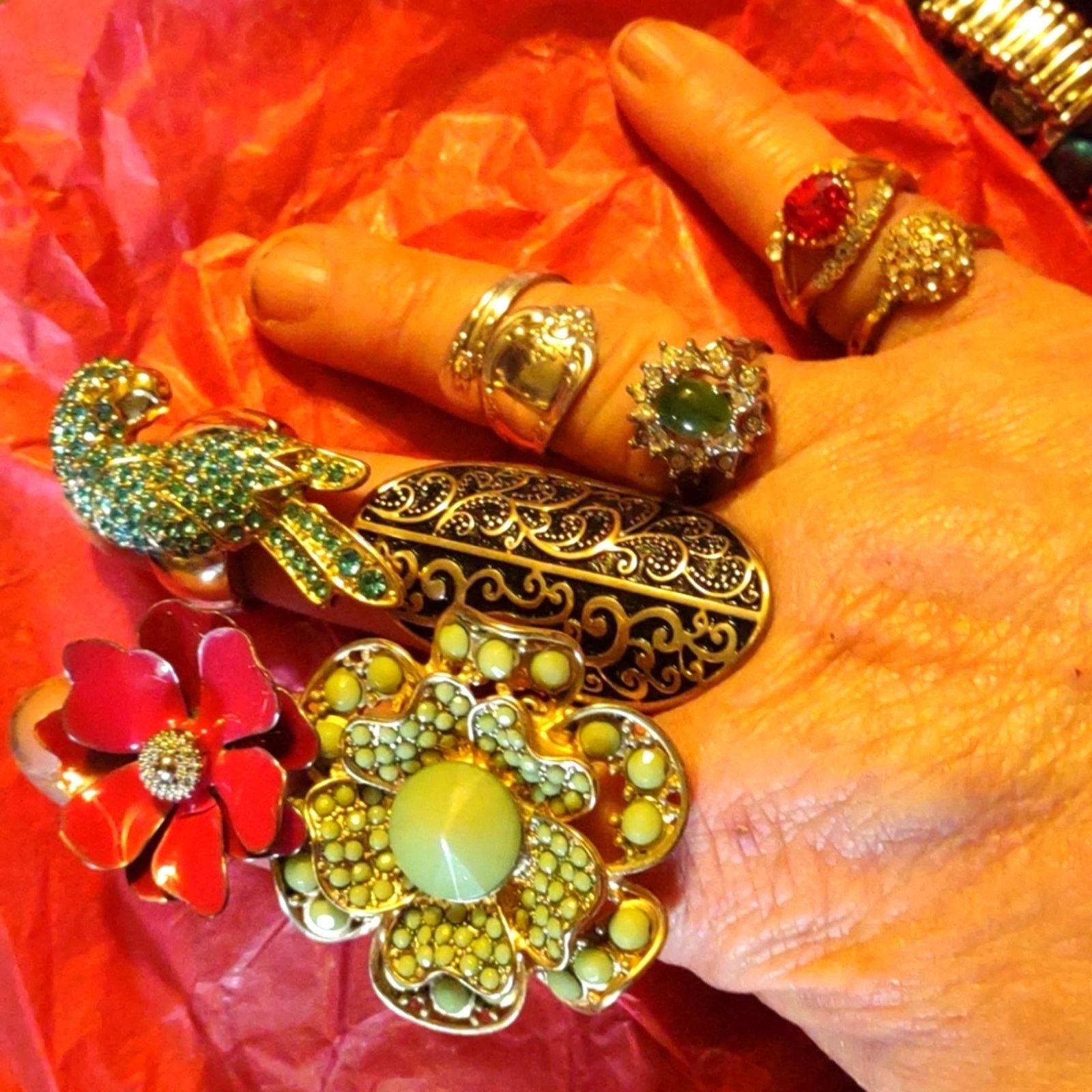 Vintage Four BEAUTIFUL Costume stretch Rings $15ea or all 4 for $40 Size ONE SIZE - 1 Thumbnail