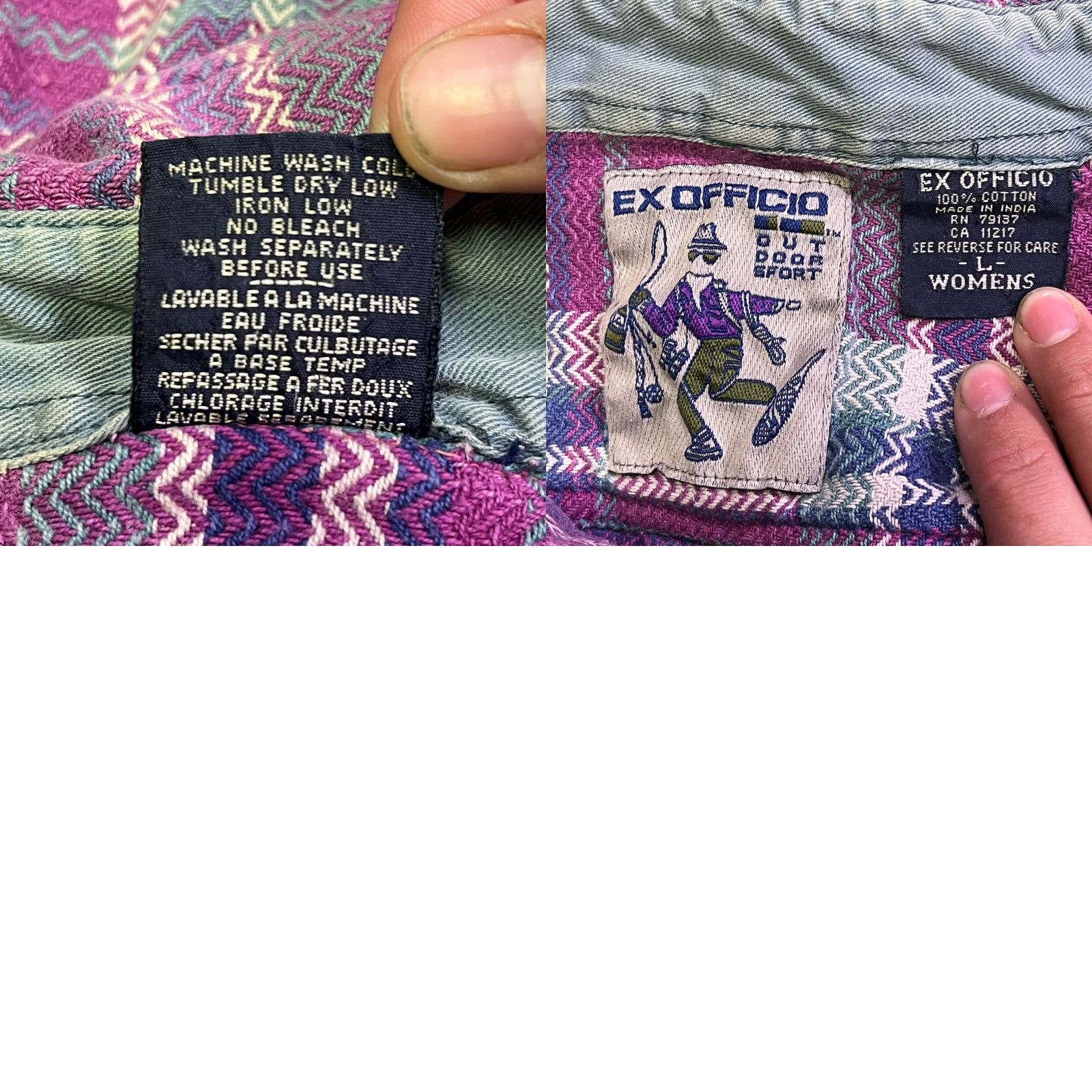 ExOfficio ExOfficio Shirt Womens Large Pink Purple Plaid Flannel Button Up Hiking Outdoor Size L / US 10 / IT 46 - 8 Thumbnail