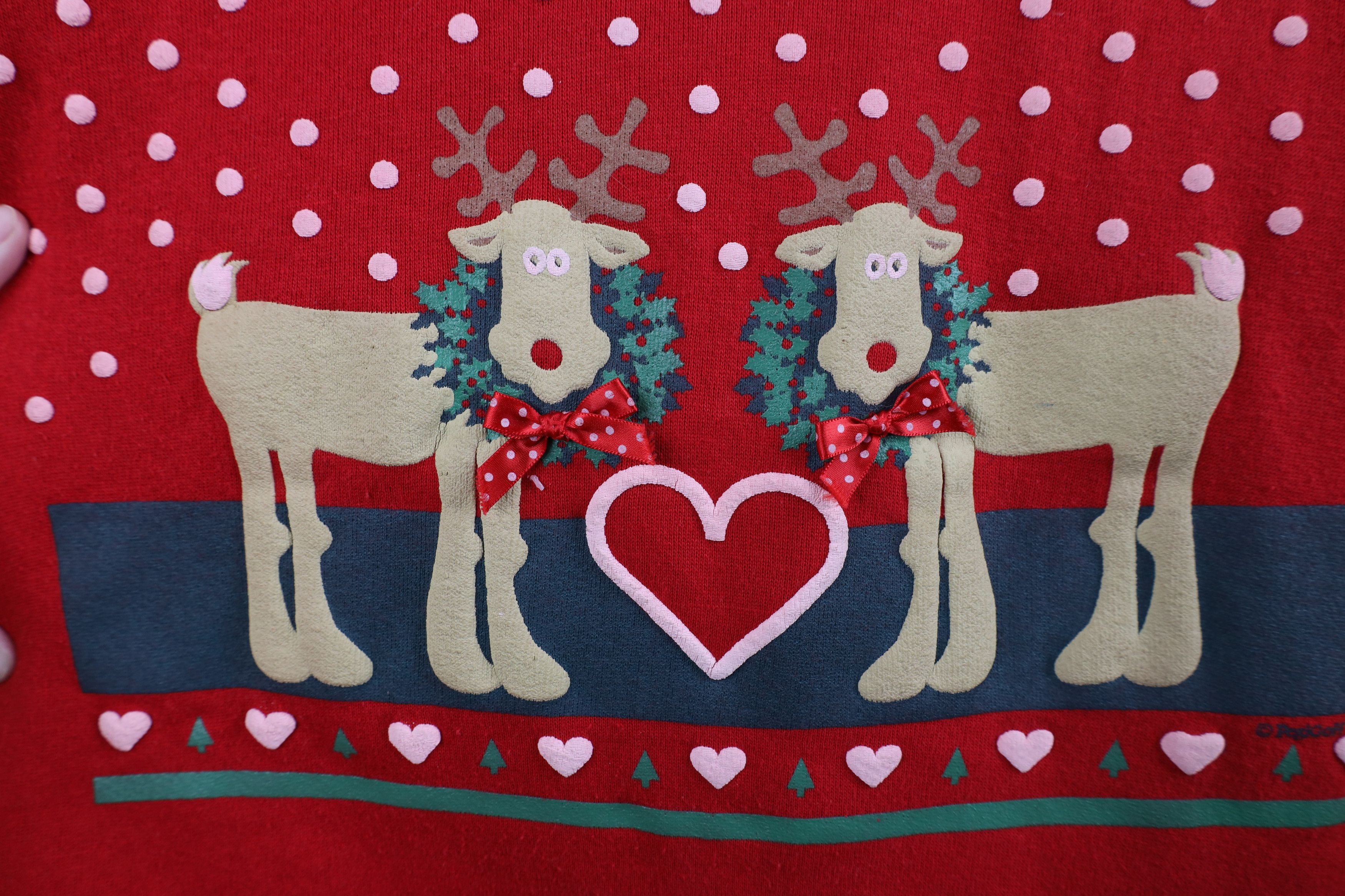 Vintage Vintage 80s Streetwear Christmas Reindeer Sweatshirt Size XL / US 12-14 / IT 48-50 - 5 Thumbnail
