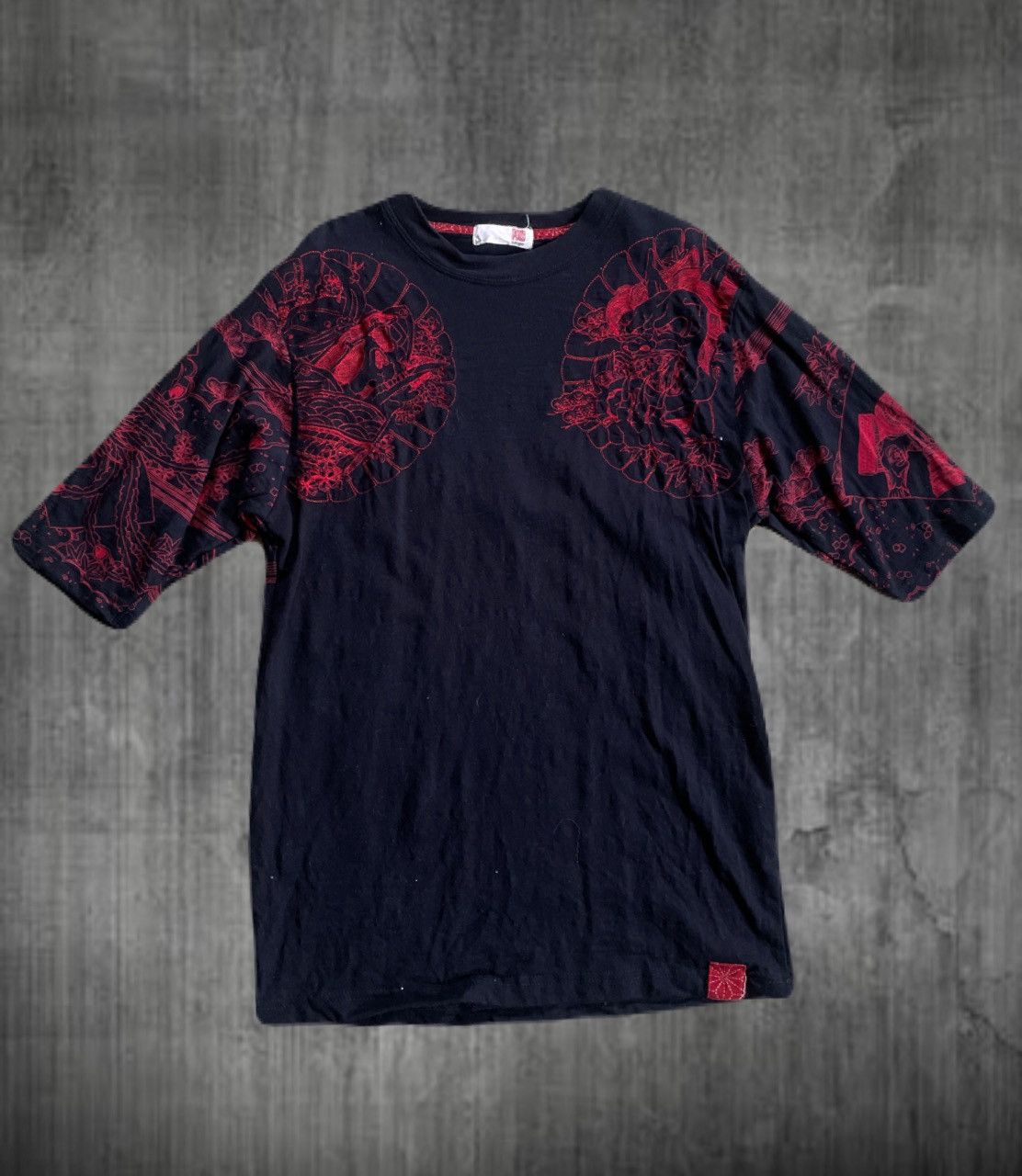 Japanese Brand 2000s Japanese Sukajan Yakuza Tattoo 3/4 Sleeve Tee Size US S / EU 44-46 / 1 - 1 Thumbnail