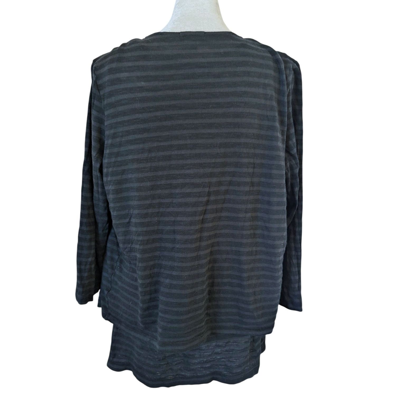 Other Lilla P Striped Black Tank Top Cardigan Pima Cotton Duo XS/S Size XS / US 0-2 / IT 36-38 - 4 Thumbnail
