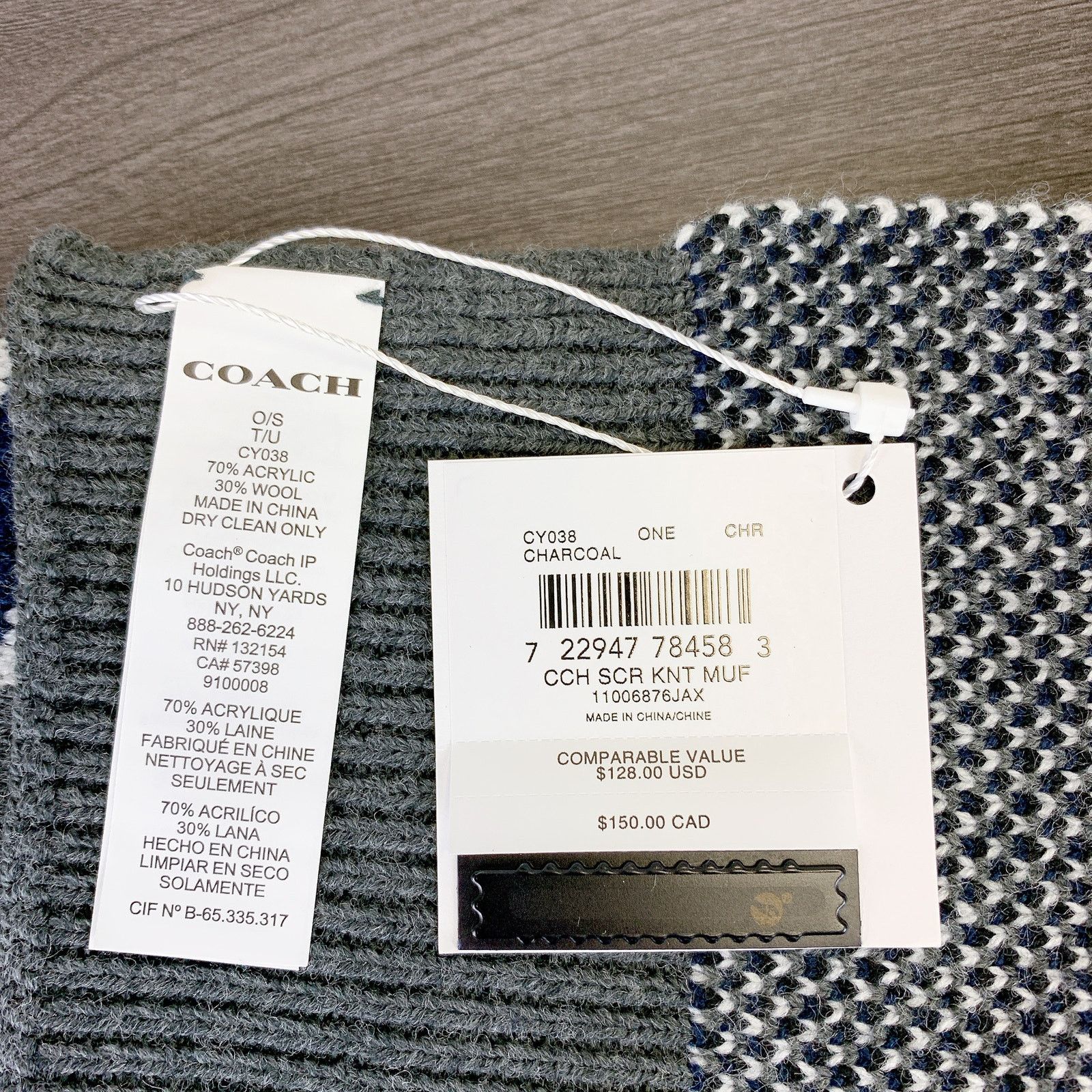 Coach Coach CY038 Coach Script Print Knit Muffler IN Navy Size ONE SIZE - 3 Thumbnail