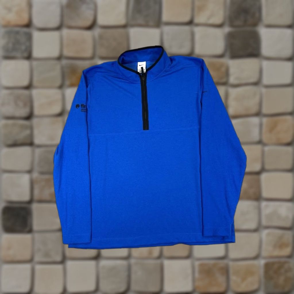 Nike Nike Sweater Logo Mens XL Blue Dri-Fit Quarter Zip Mock Neck Pullover Knit Long Sleeve Casual Winter Fall Golf Size US XL / EU 56 / 4 - 1 Thumbnail