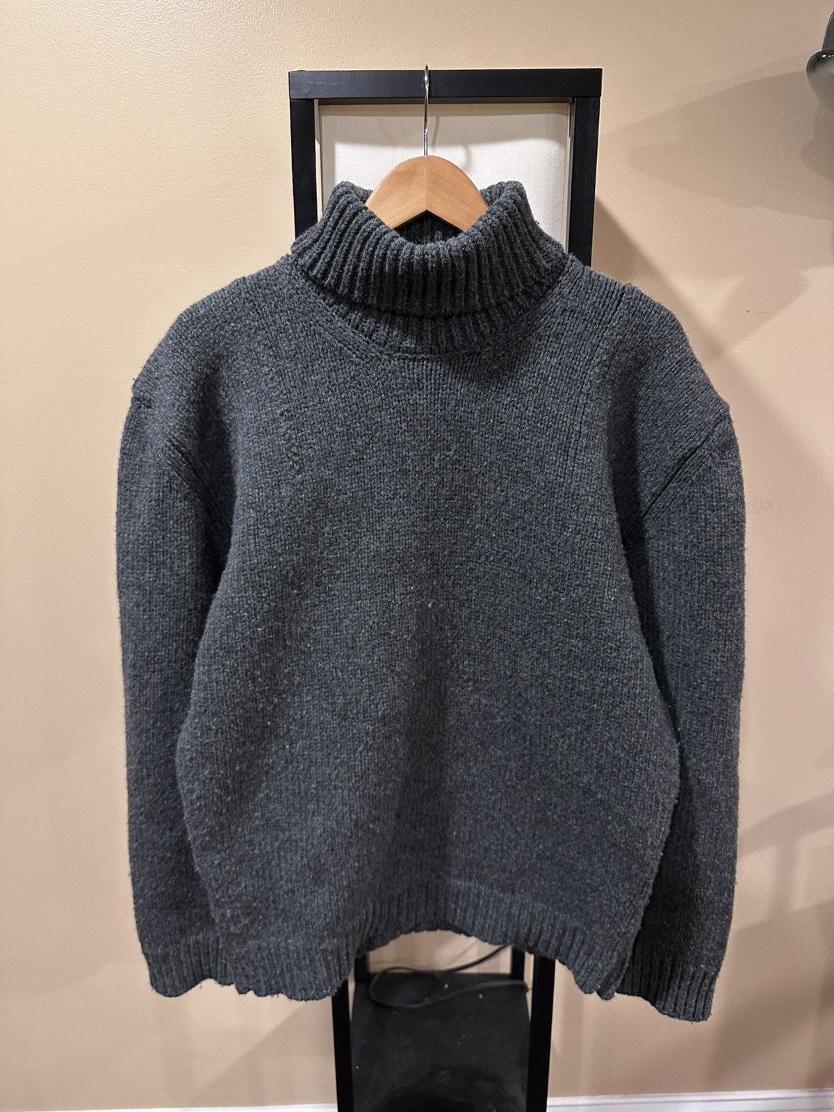Prada Prada x Raf Simmons Chunky Grey Turtle Neck Knit Sweater Size US M / EU 48-50 / 2 - 2 Thumbnail