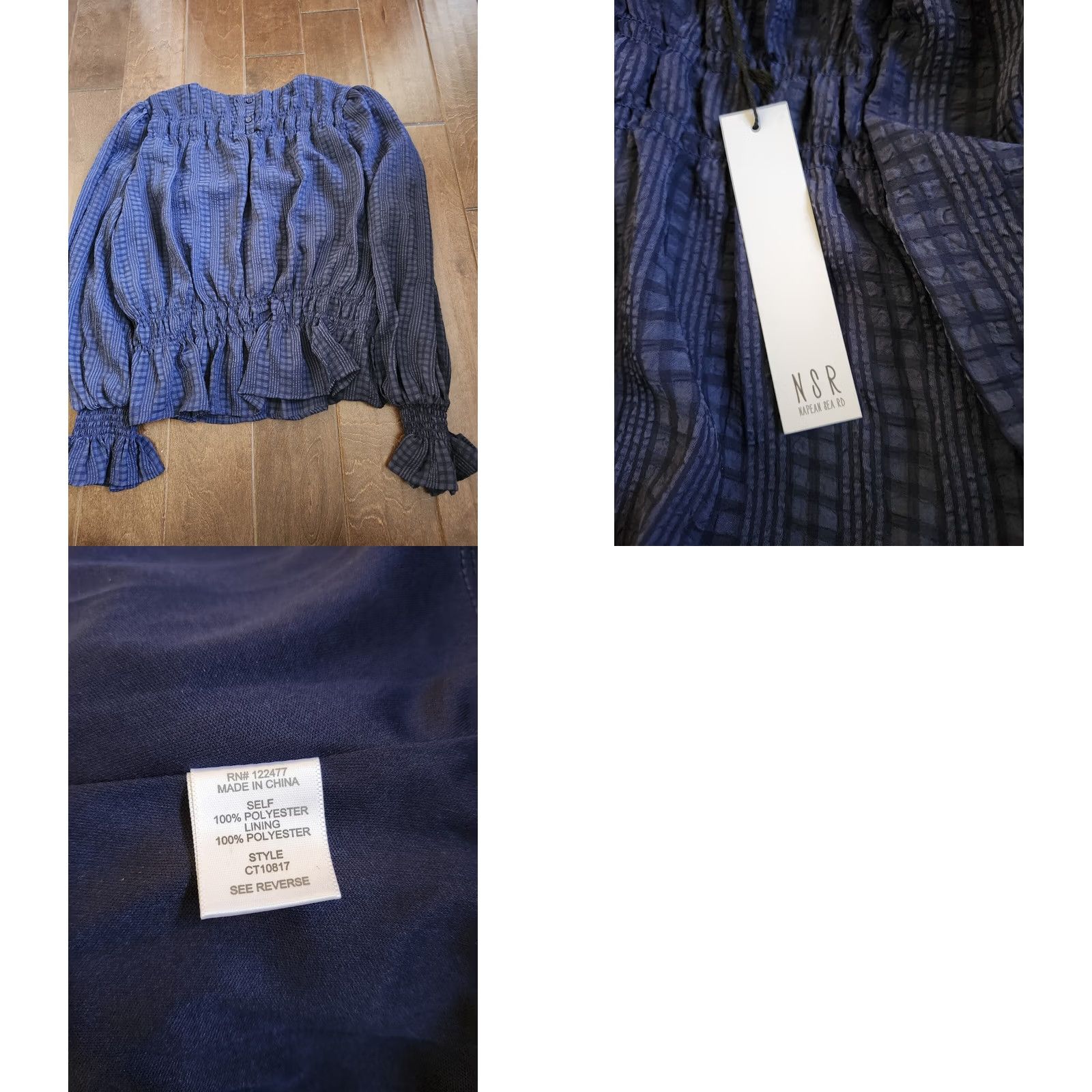 Vintage NSR Blouse Shirt - Womens Blue Long Sleeve Pleated - XL - NWT Size XL / US 12-14 / IT 48-50 - 10 Thumbnail
