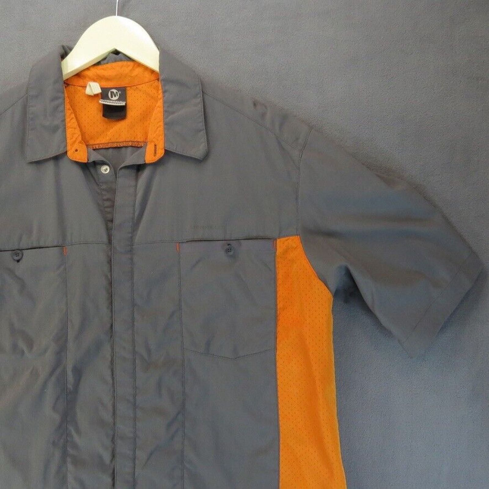 Merrell Merrell Mens Shirt Sz Large Short Sleeve Button Up Orange Gr Size US L / EU 52-54 / 3 - 3 Thumbnail