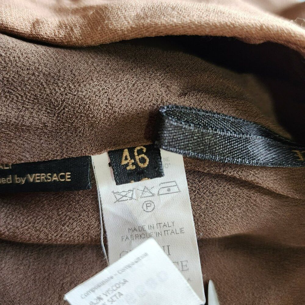 Versace Versace Brown Skirt L Silk Viscose IT46 | US12 Solid Tailor Size 34" / US 12 / IT 48 - 4 Thumbnail