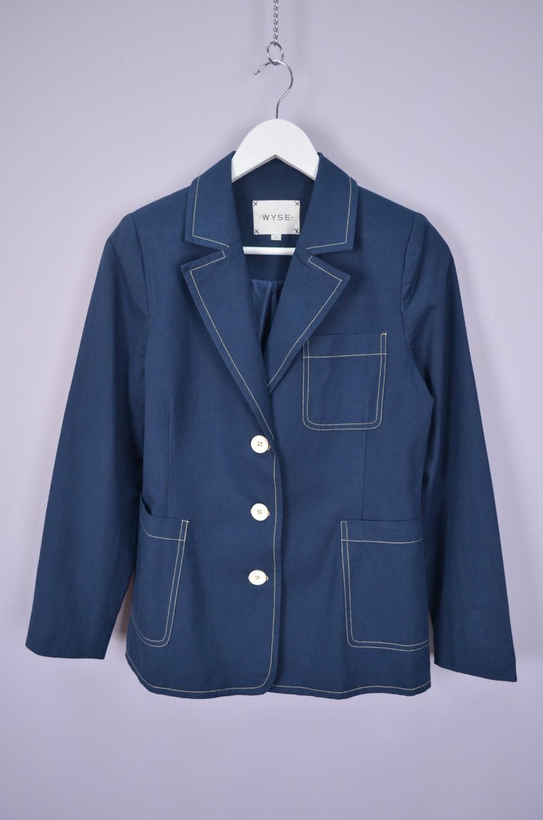 Designer Wyse Alaina Linen Jacket Size 2 US6 Cotton Linen Blue Blazer Size M / US 6-8 / IT 42-44 - 1 Thumbnail