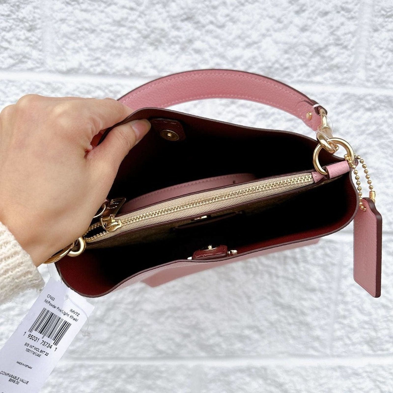 Coach Coach CF433 Mollie Bucket 22 With Sig Interior Powder Pink Size ONE SIZE - 4 Thumbnail