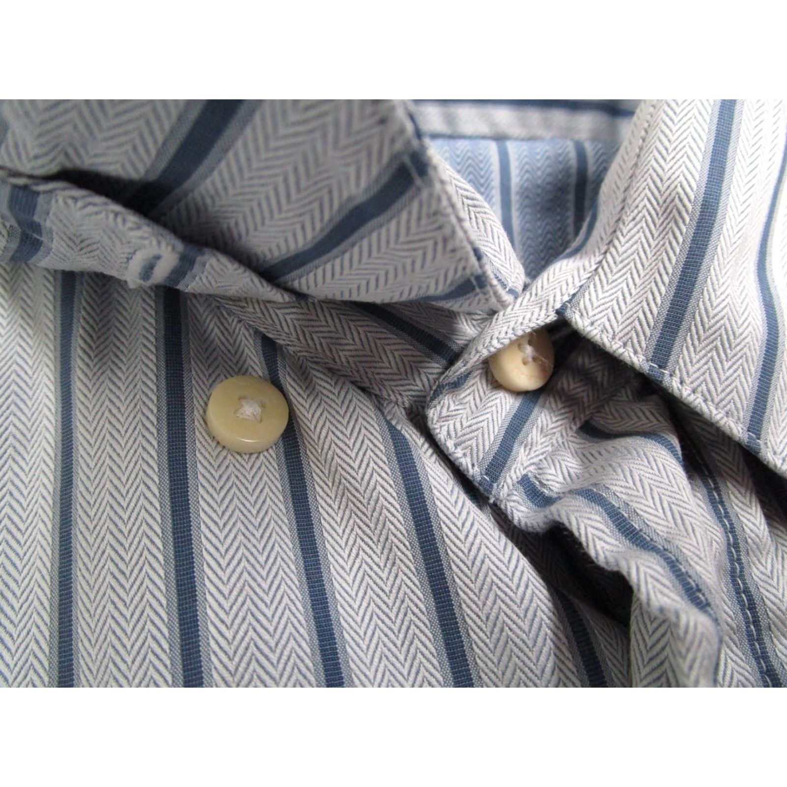 Canali CANALI Dress Shirt Men XL Blue Striped Button Up Long Sleeve Made in Italy Size 46R - 5 Thumbnail
