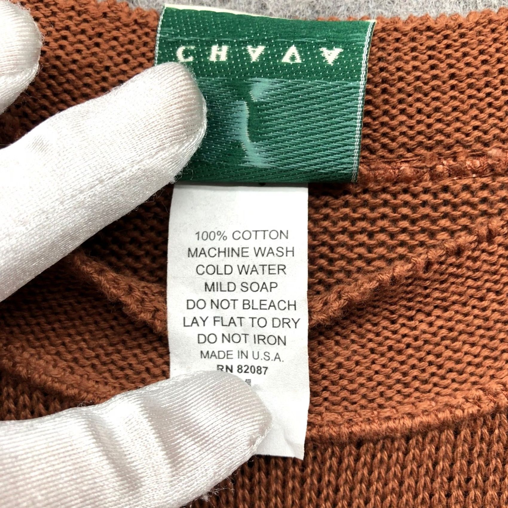 Vintage 90s Chava Comfort Sweater M Unisex Open Knit Longline Tunic Rust Tan Brown, Women's — image 5 of 6