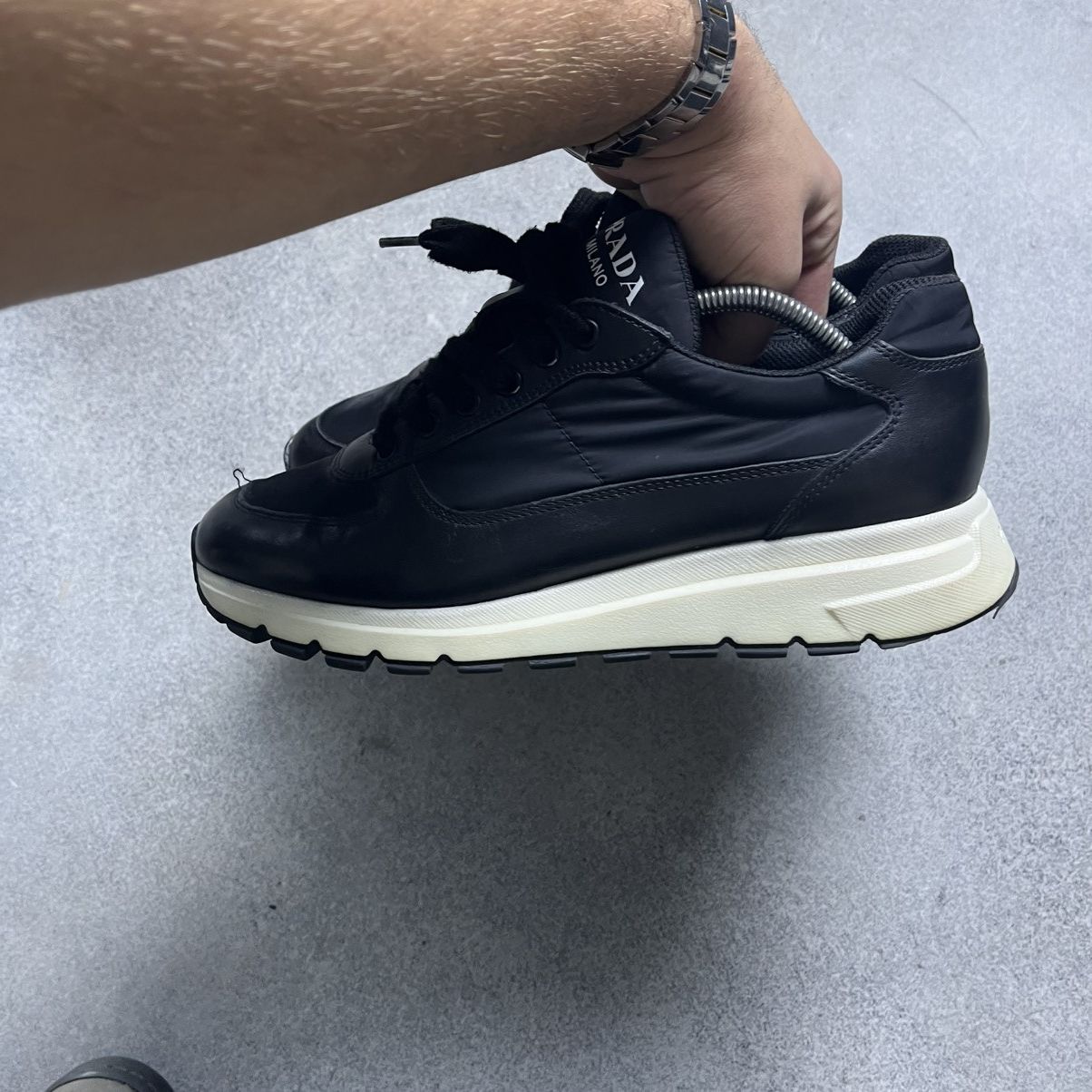 Prada Prada Milano Black Leather Shoes Trainers Prax Size US 7.5 / EU 40-41 - 7 Thumbnail