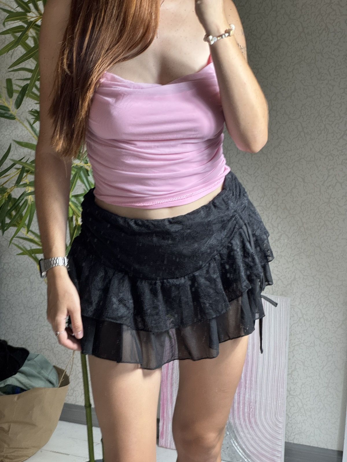 Other VINTAGE MESH RUSHES 2000s SKIRT / SHORTS Size 30" / US 8 / IT 44 - 3 Thumbnail