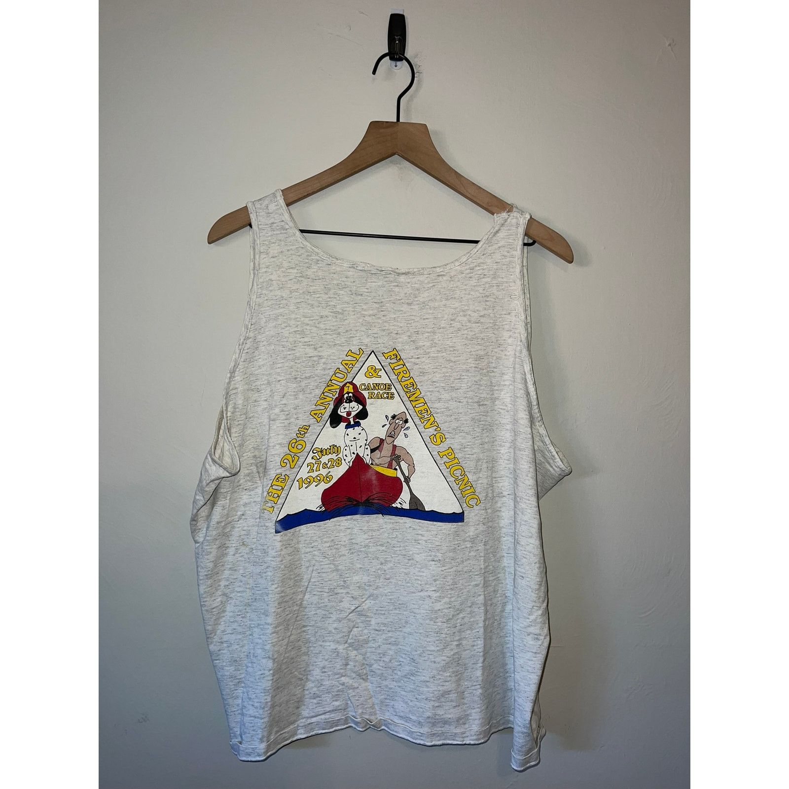 Vintage 1996 Firemen's Picnic & Canoe Race Tank Sleeveless Shirt VTG Size US XL / EU 56 / 4 - 1 Thumbnail