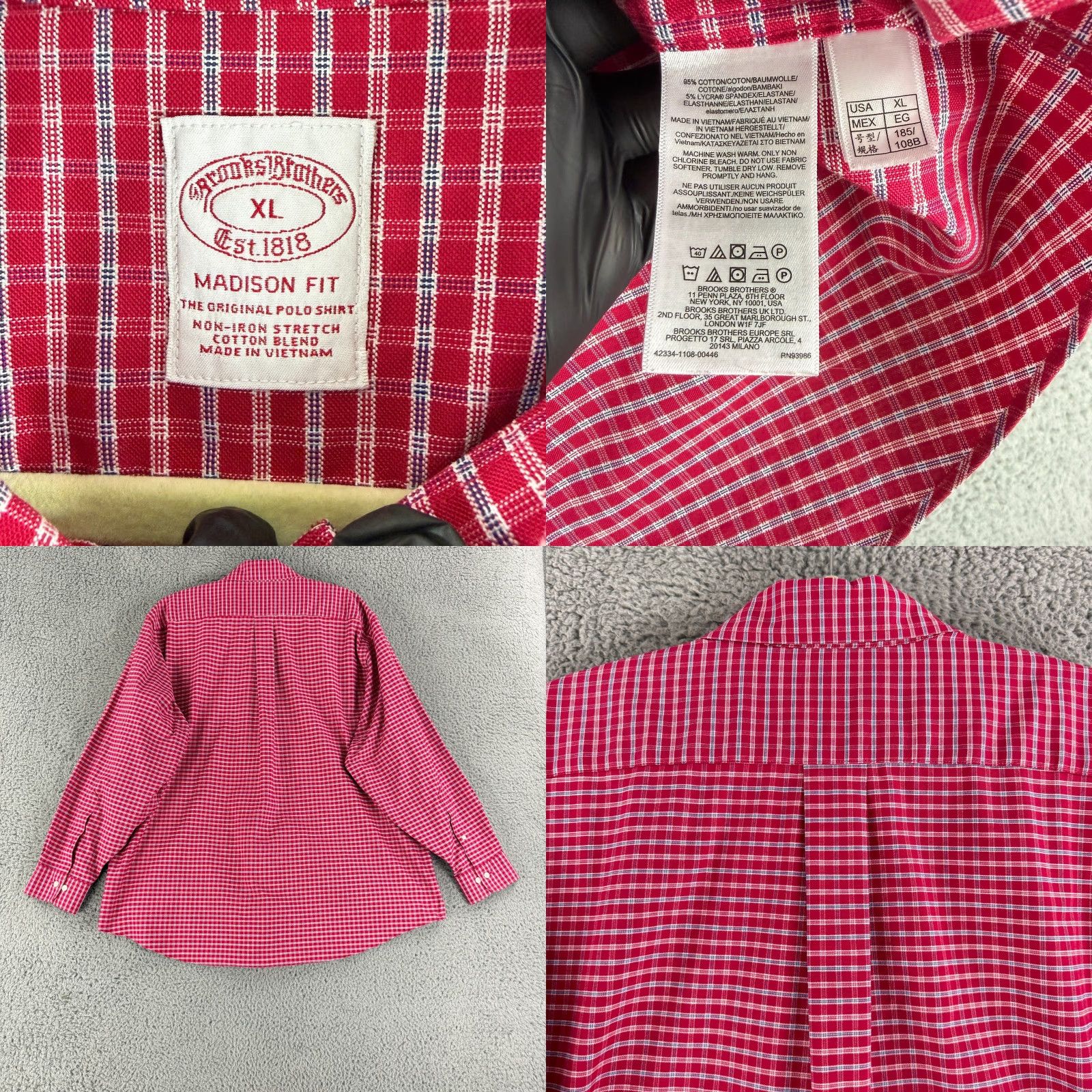 Brooks Brothers Brooks Brothers 1818 Button-Down Shirt Mens XL Red Plaid Long Sleeve Cotton Size US XL / EU 56 / 4 - 8 Thumbnail