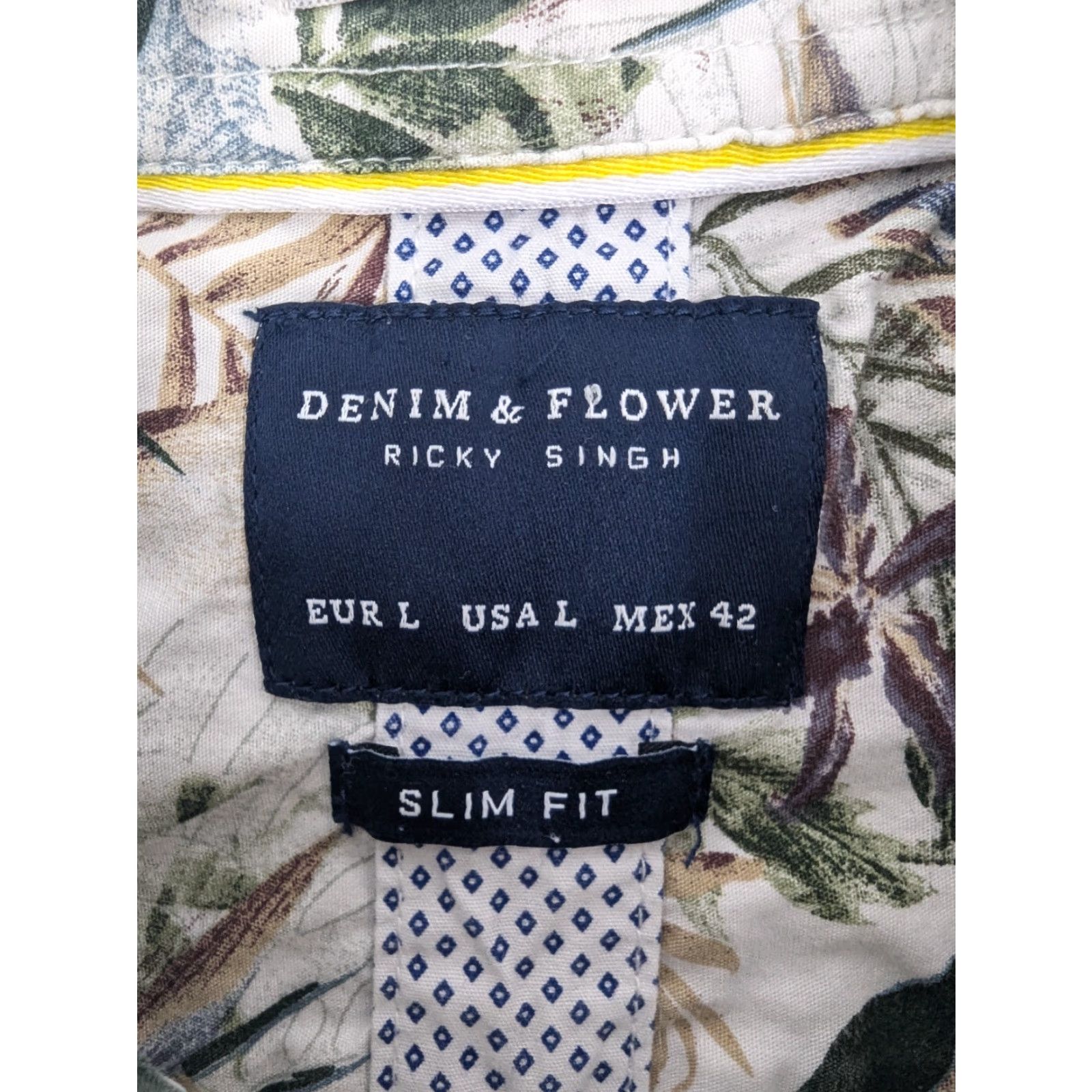 Denime Denim & Flower Ricky Singh Tropical Print Slim Fit Short Sleeve Shirt Mens Large Size US L / EU 52-54 / 3 - 7 Thumbnail