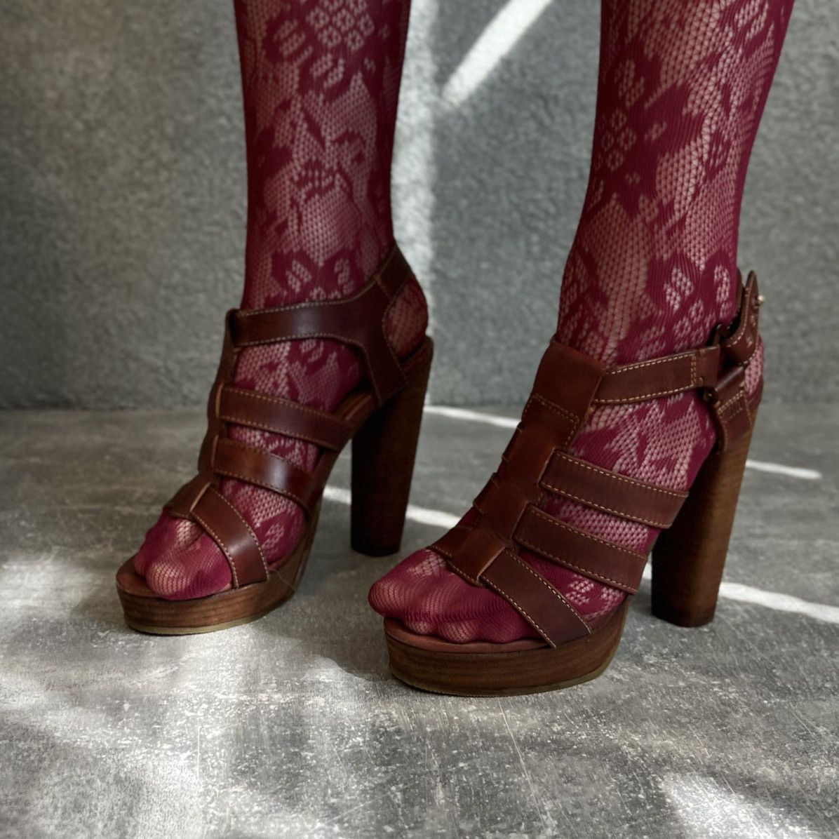 Diesel Diesel Platform Sandals – Vintage 00s Leather High Heels Size US 6 / IT 36 - 10 Thumbnail