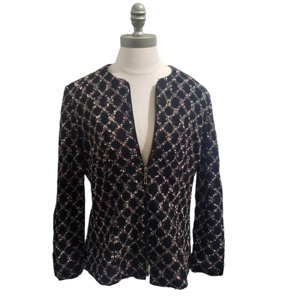 Designer CT1935 Joseph Ribkoff Black Zip Front Jacket 10 Size L / US 10 / IT 46 - 1 Thumbnail