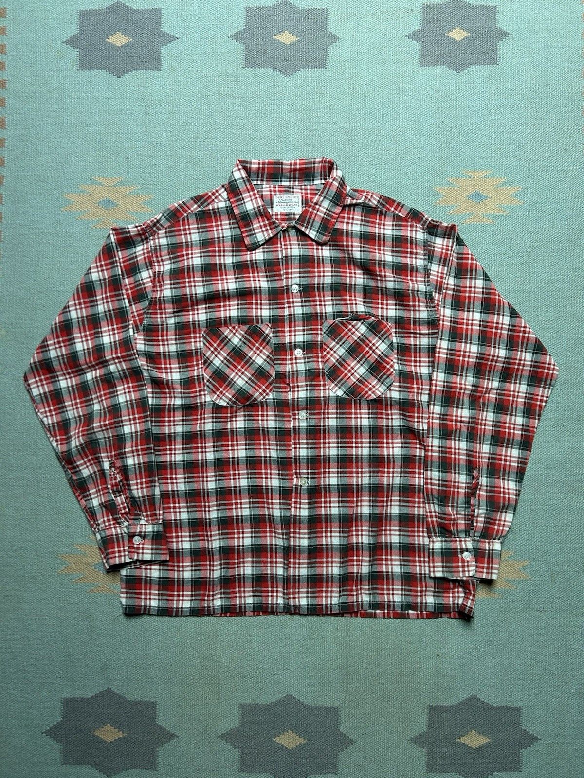 Vintage Vintage 1960s button shirt cotton plaid distressed large Size US L / EU 52-54 / 3 - 1 Thumbnail
