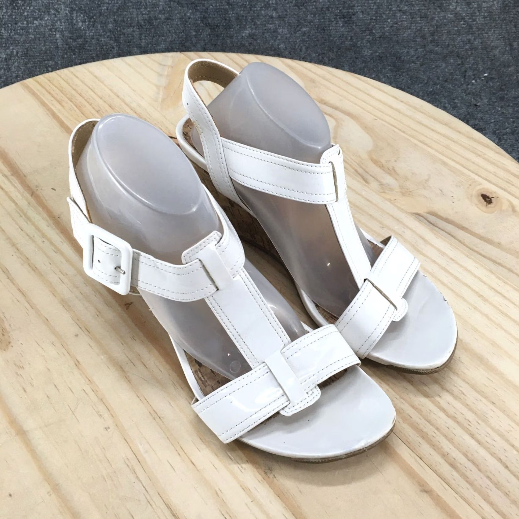 Kenneth Cole Kenneth Cole Reaction Sandals Womens 8 M Tea Cabin Wedge Slingback White Buckle Size US 8 / IT 38 - 3 Thumbnail