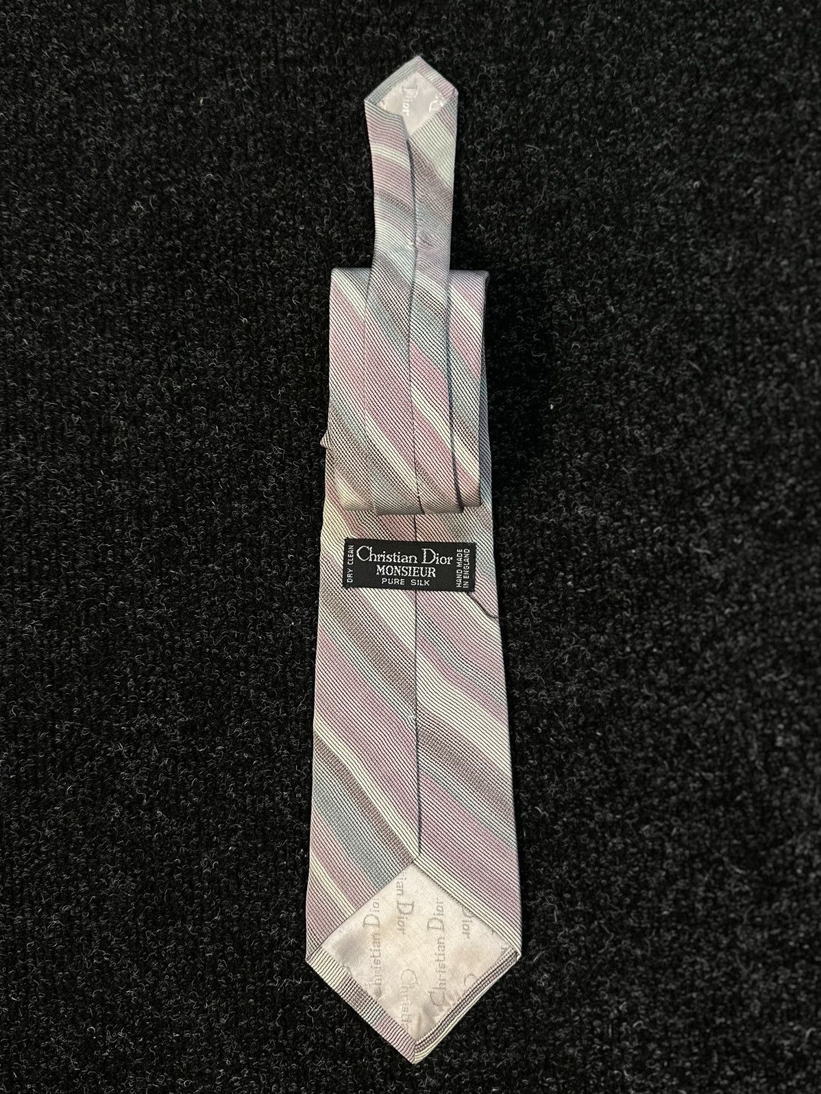 Christian Dior Monsieur Christian Dior Pastel Stripe Silk Tie Made in England Size ONE SIZE - 2 Thumbnail