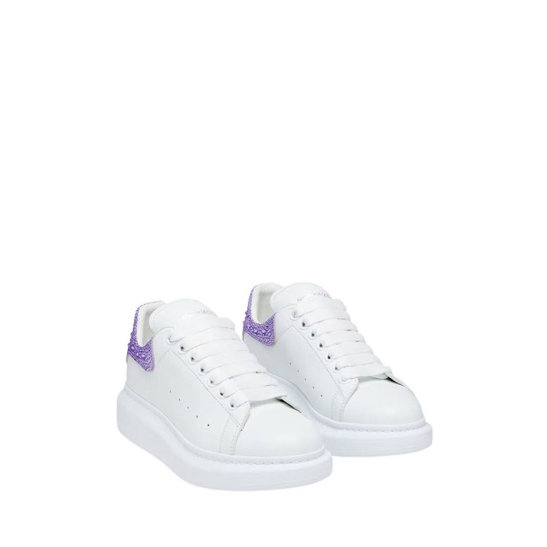 ALEXANDER MCQUEEN Oversized Women's White/Lilac Crystal Embe