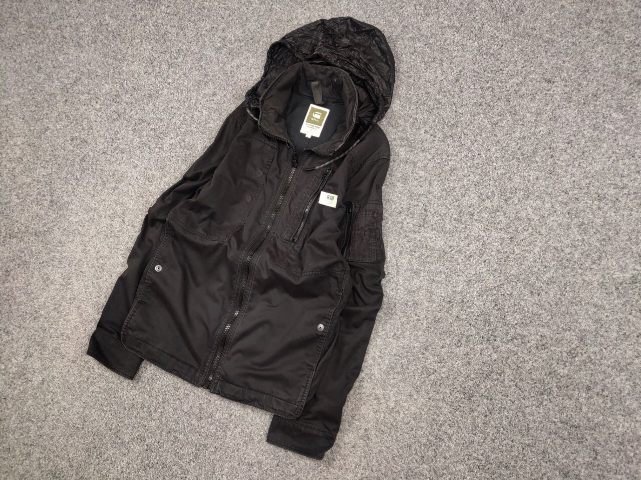 G-Star G Star Raw Powel Overshirt Black Pocket Zip Hooded Jacket Size US L / EU 52-54 / 3 - 3 Thumbnail