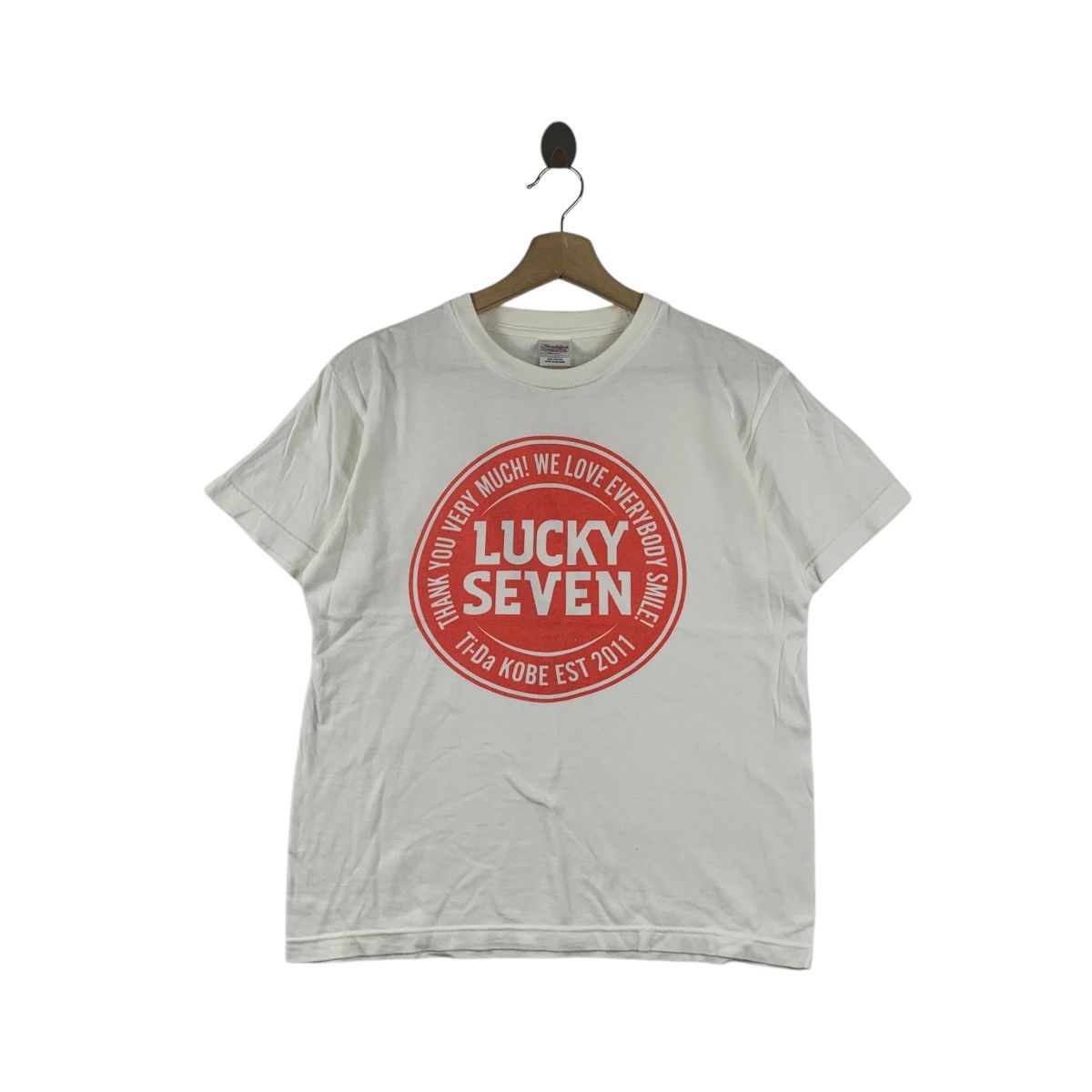 Vintage LUCKY SEVEN TI-DA KOBE Japan Everybody Smile Tee Shirt Top Size US S / EU 44-46 / 1 - 1 Thumbnail