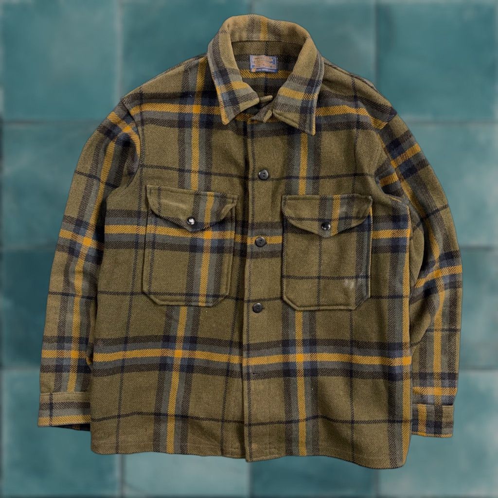 Pendleton VINTAGE Pendleton Jacket Mens Wool Mackinaw Cruiser Coat 70s Plaid Brown M Adult Medium Brown 80s 90s Grunge Outdoors Mens Size US M / EU 48-50 / 2 - 1 Thumbnail