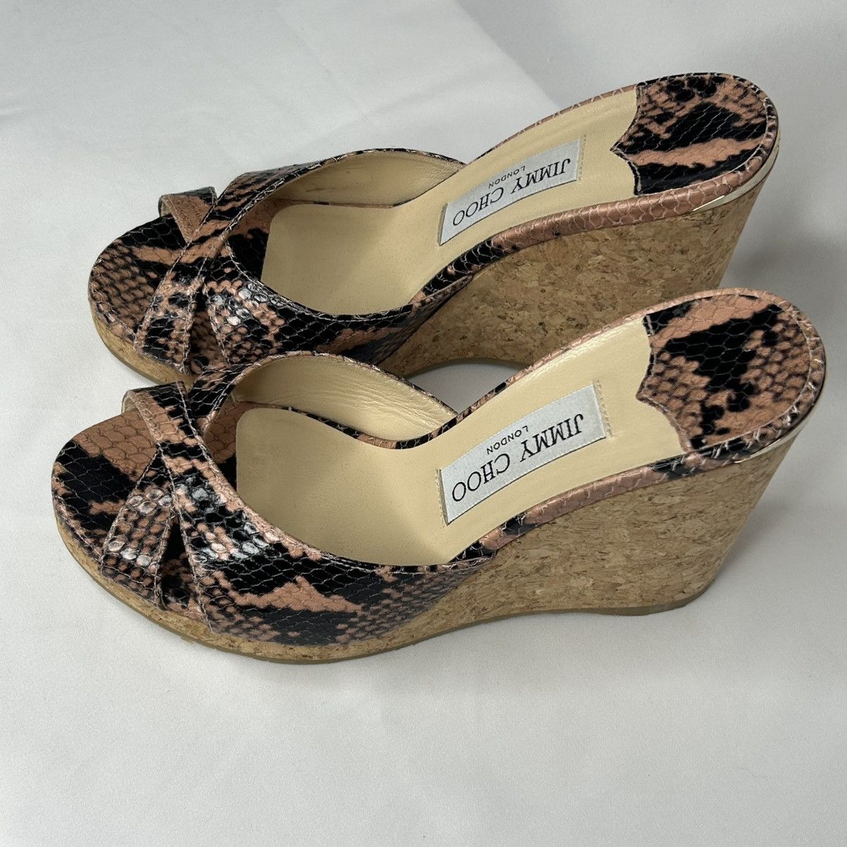 Jimmy Choo Jimmy Choo Almer 80 Snake-Effect Leather Sandals, 37 1/2 Size US 7.5 / IT 37.5 - 10 Thumbnail