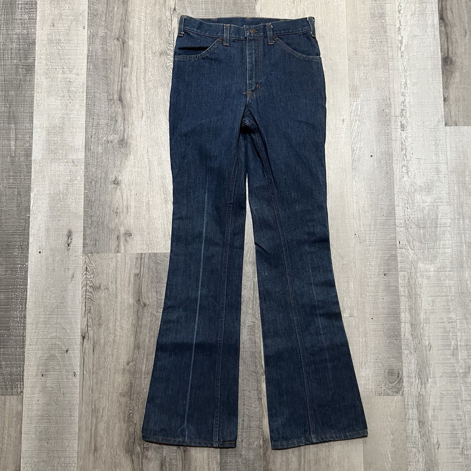 Vintage VTG Hippie Dark Wash Western Boot Cut Flared Denim Jeans 30" Size 29" - 1 Thumbnail