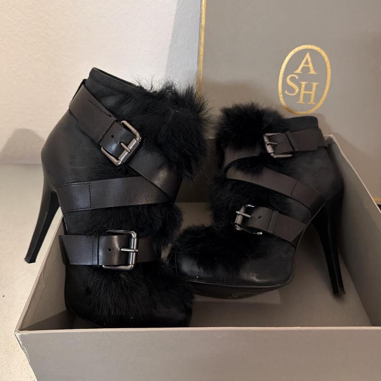 ASH ASH Emma Leather Rabbit Fur Bondage Heels Size US 5 / IT 35 - 4 Thumbnail