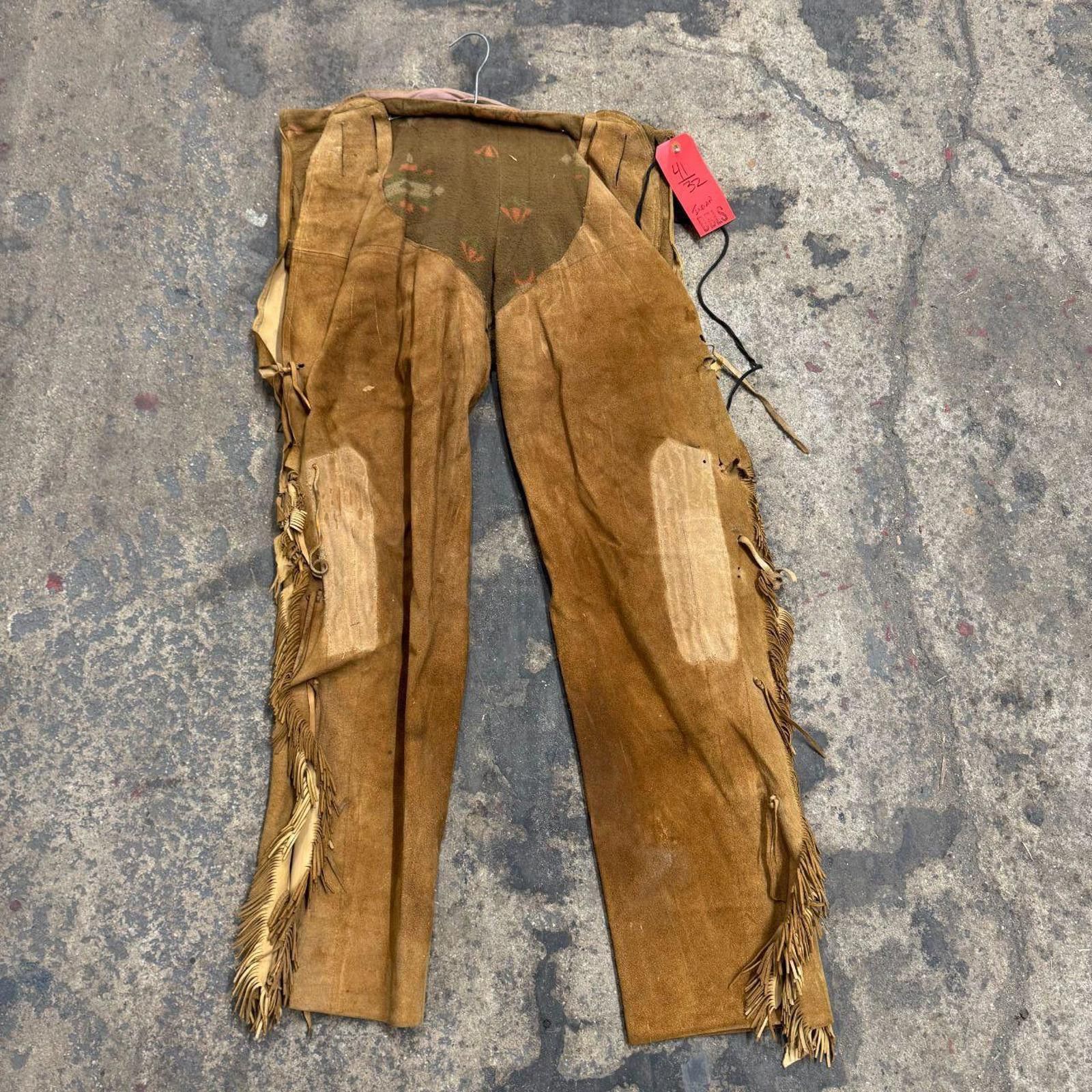 Other Vintage 1940s/50s Genuine Suede Fringed Western Trousers Size US 36 / EU 52 - 1 Thumbnail