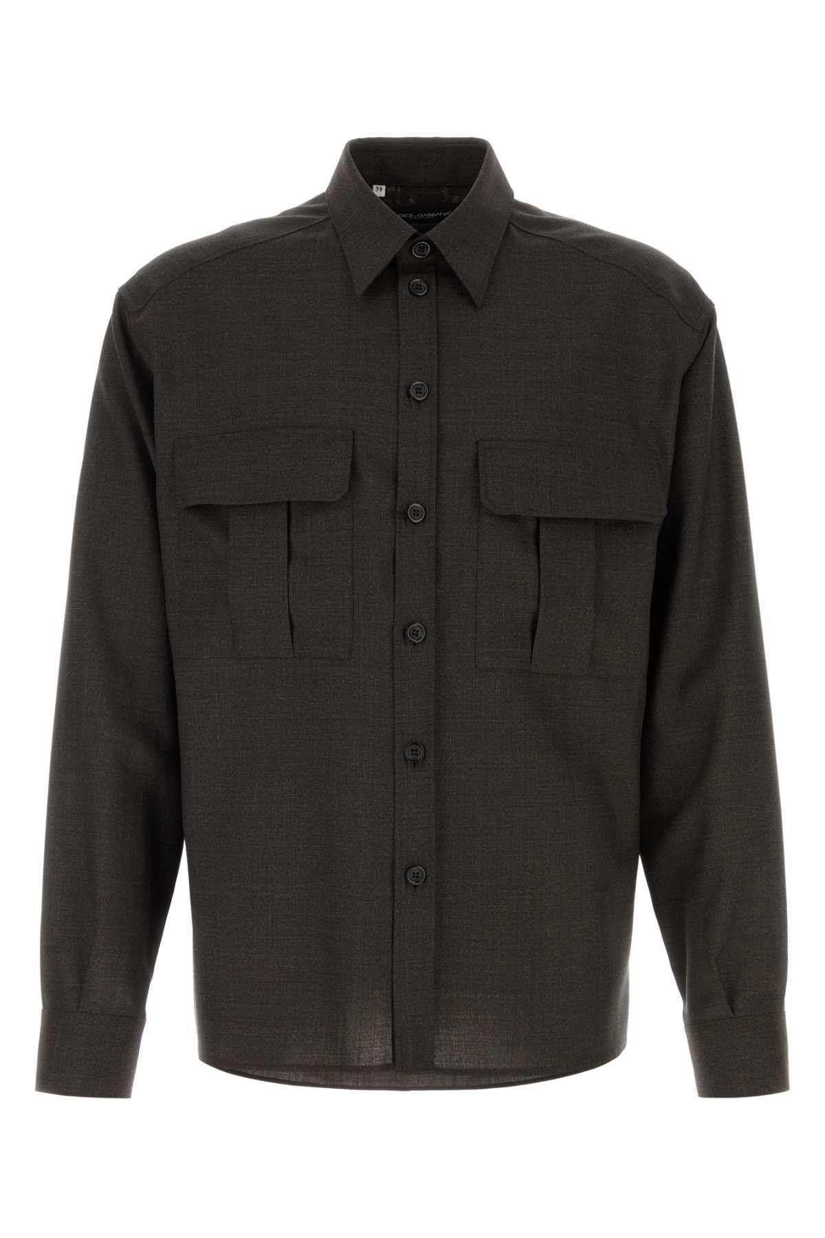 Dolce & Gabbana Chocolate Twill Shirt Size US XL / EU 56 / 4 - 1 Thumbnail