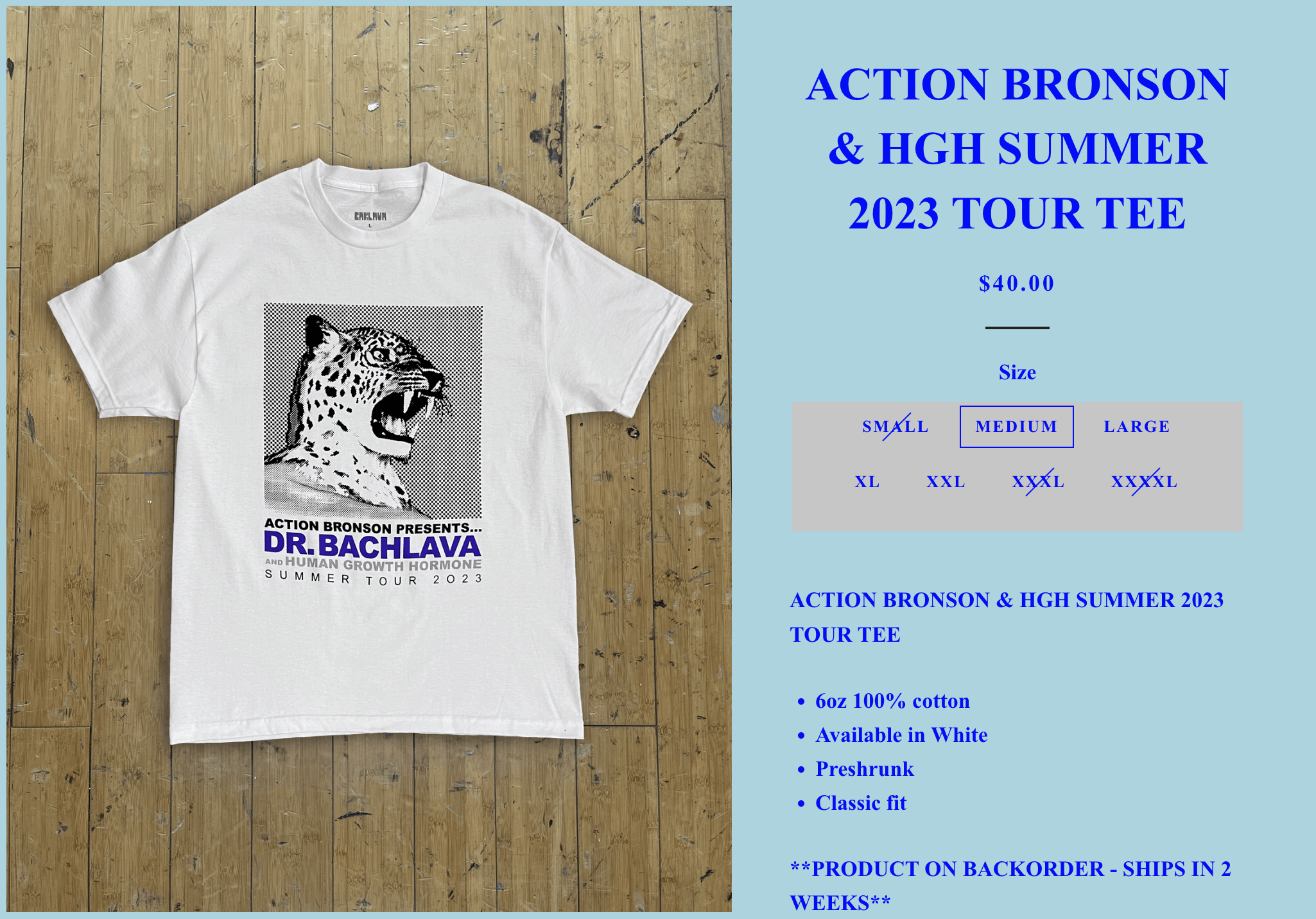 Action Bronson Action Bronson & Human Growth Hormone Summer Tour Tee 2023 M Size US M / EU 48-50 / 2 - 3 Thumbnail