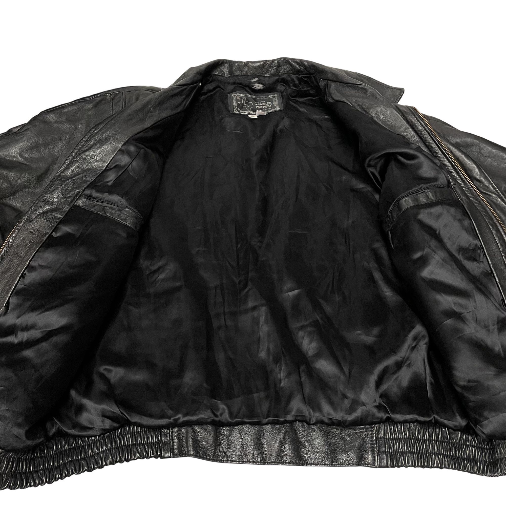Other 80 90’s Black Leather BOMBER MOTORCYCLE BIKER Jacket 46 L Size US XL / EU 56 / 4 - 4 Thumbnail
