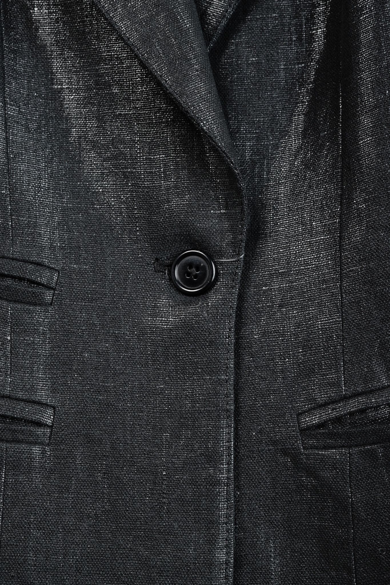 SMYTHE Smythe SS/18 Box Pleat Black Luster Linen Puff-Sleeve Blazer Size M / US 6-8 / IT 42-44 - 7 Thumbnail