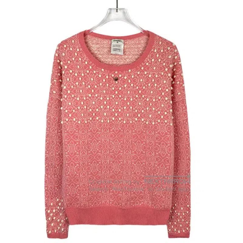 Chanel Chanel Pink Cashmere Women's Pullover Sweater . Size L / US 10 / IT 46 - 1 Thumbnail