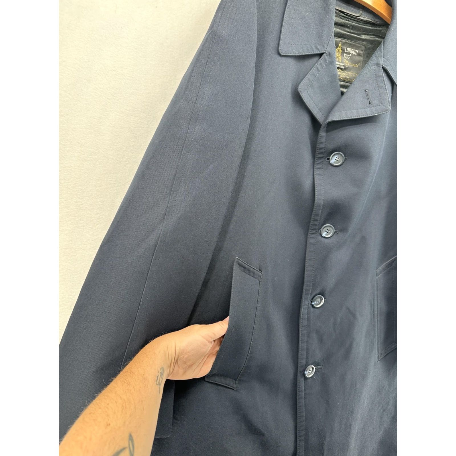 London Fog VINTAGE London Fog Coat Mens 42 Blue Wool Liner Rain Coat Snow Cloth Insulated Lined Pockets Single-Breasted Size US XS / EU 42 / 0 - 7 Thumbnail