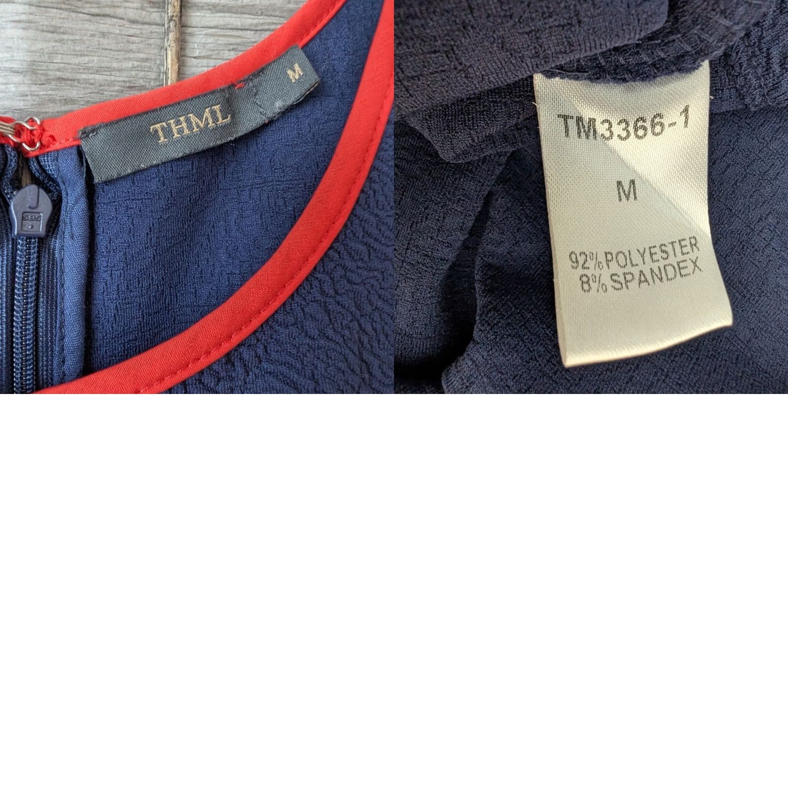 Vintage THML Dress Navy Blue Red Sleeveless Sz M Retro Mod Office Size M / US 6-8 / IT 42-44 - 8 Thumbnail