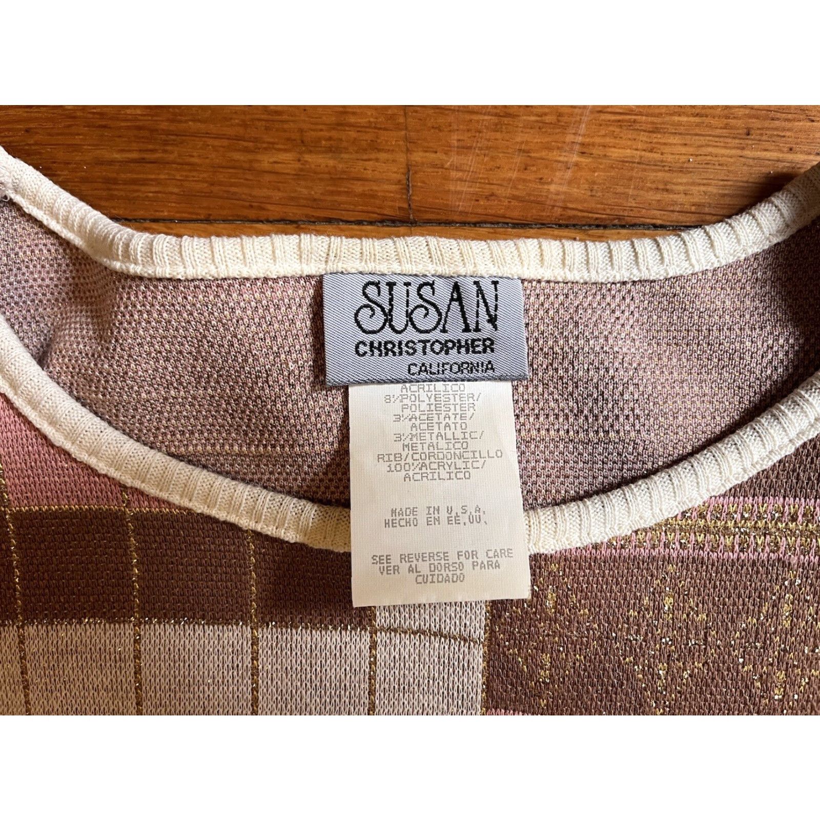 Christopher Kane VINTAGE Susan Christopher Sweater Women’s Large Pink Gold Metallic 80s Size L / US 10 / IT 46 - 4 Thumbnail