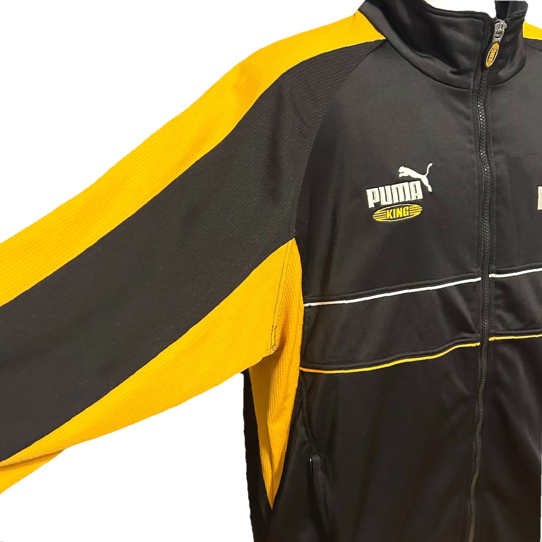 Puma PUMA King Full Zip Jacket Men XL Black Yellow Multicolor Logo Zipper Pocket Front Zip Workwear Outdoor Fall Winter Spring Size US XL / EU 56 / 4 - 7 Thumbnail