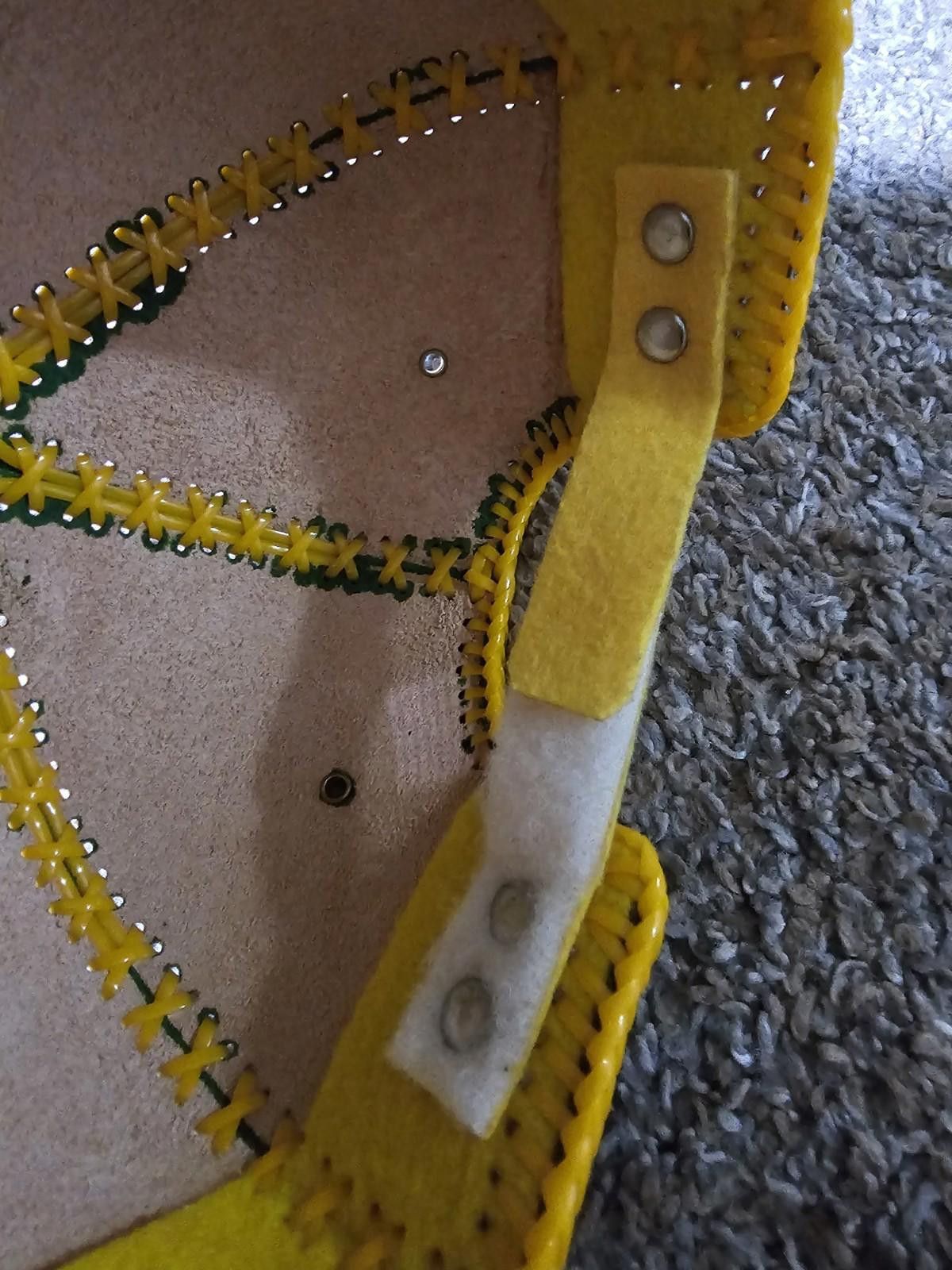 Handmade Custom Handmade Leather Strapback Hat Yellow Plastic Stitch Size ONE SIZE - 8 Thumbnail