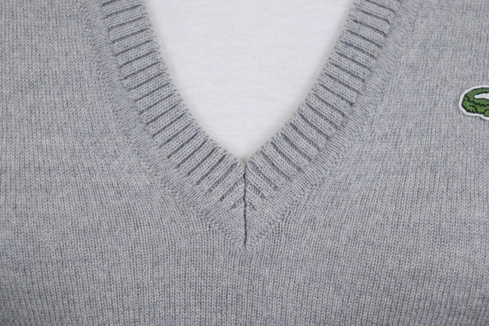 Lacoste Lacoste Gray Wool Long Sleeve V-Neck Knit Sweater Size 36 Size M / US 6-8 / IT 42-44 - 6 Thumbnail