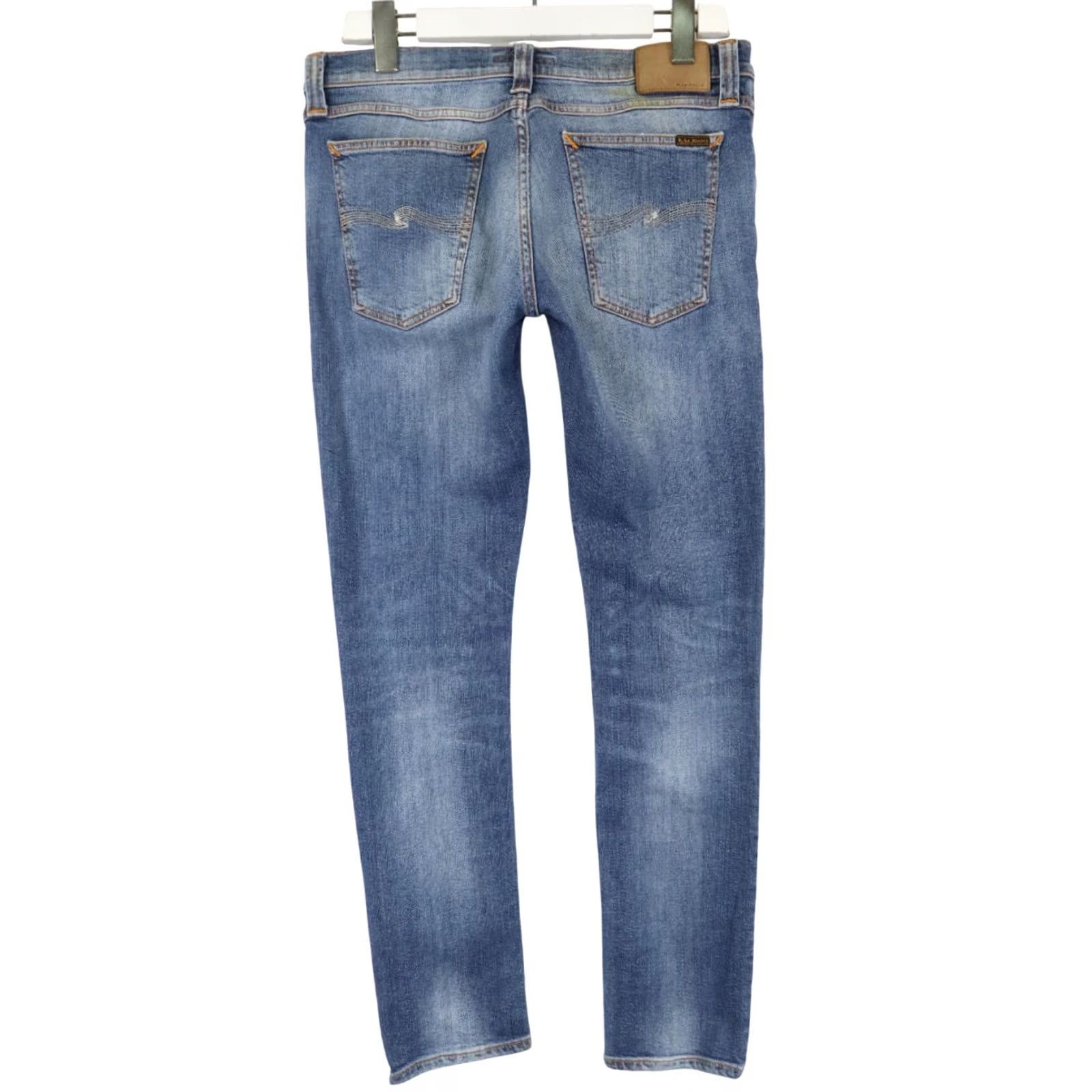 Nudie Jeans NUDIE Jeans Men's W32/L32 Blue Tapered Distressed Faded Whiskers Zip Fly Jeans Size US 32 / EU 48 - 2 Thumbnail