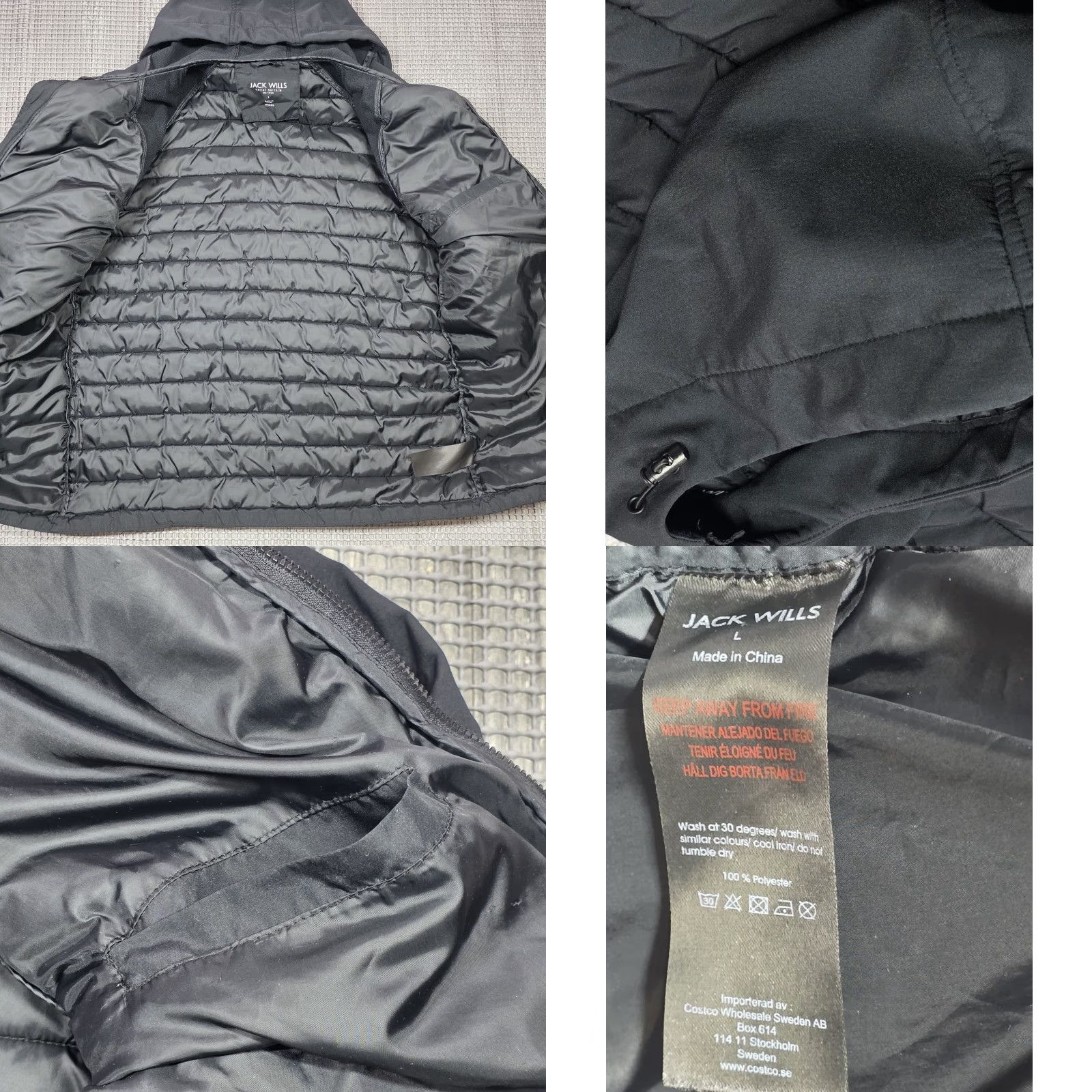 Jack Wills VINTAGE Jack Wills Great Britain Media Quilted Puffer Hybrid Men L Black Hooded Full Zip Size US L / EU 52-54 / 3 - 8 Thumbnail